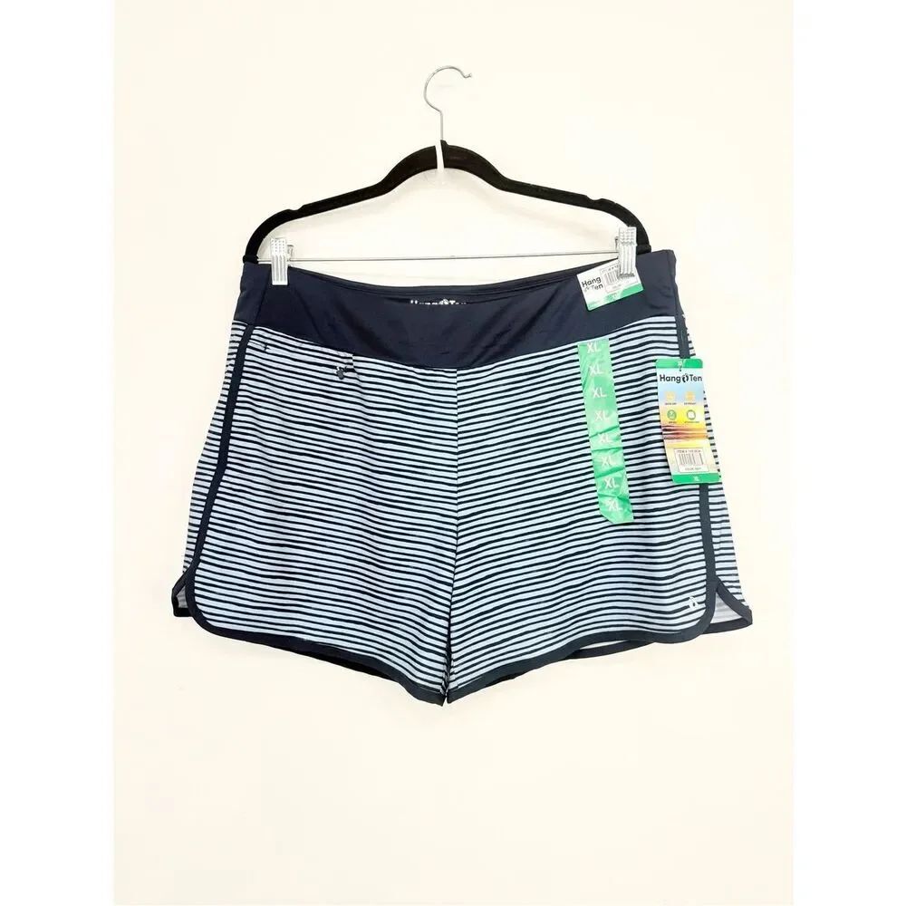 Hang Ten Blue Striped UPF 50+  Sun Protection Quick Dry Interior Liner Short NEW
